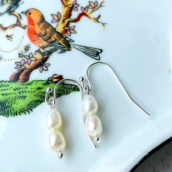 🔥sterling silver & freshwater pearl earrings jewelry gift boho beach casual - Picture 5 of 10